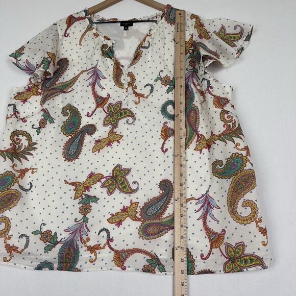 Talbots Top Womens 3X Plus Floral Tropical Breathable Beach‎ Cotton Boho Coastal - Picture 15 of 15